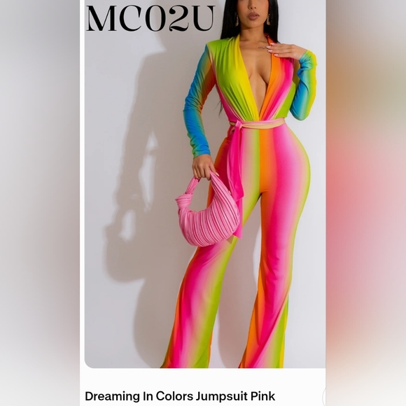 Diva Boutique Pants - Colorful Gradient Wide Leg Jumpsuit
